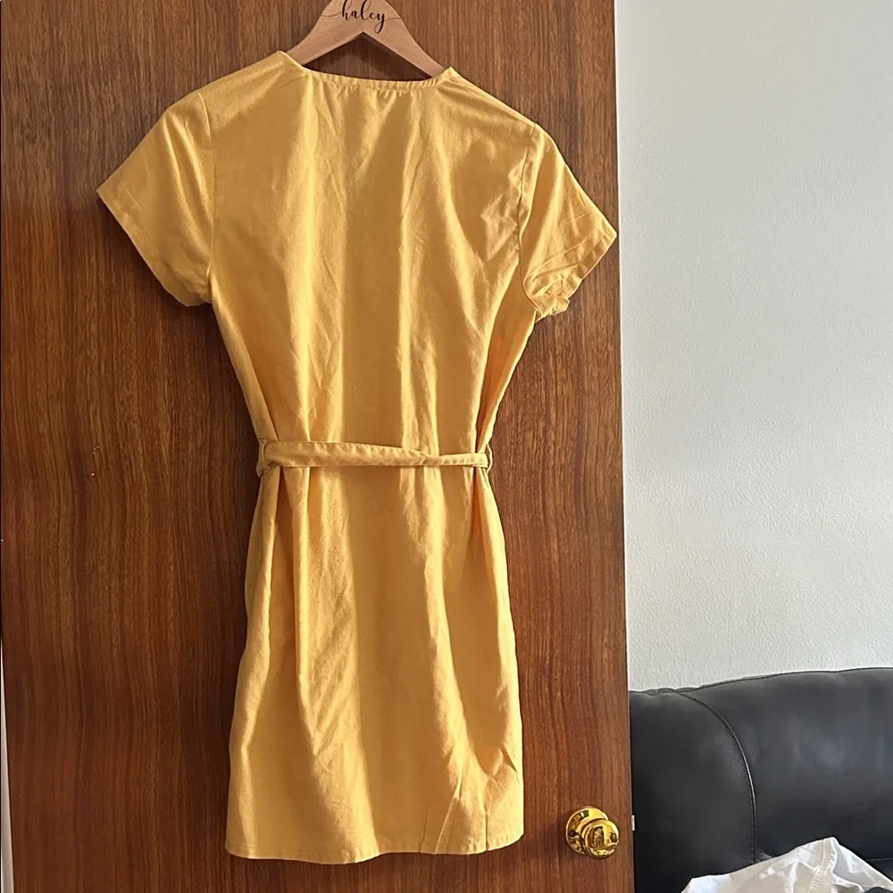 RVCA Mustard Button-Down Mini Dress - Picture 3 of 3